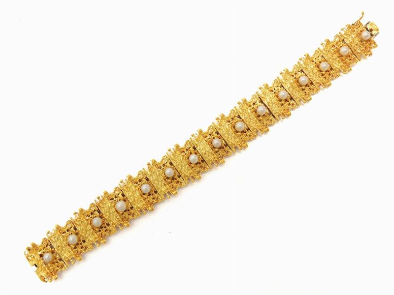 Bracciale in Oro Giallo e Perle