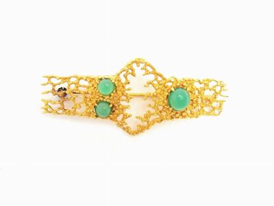 Spilla in Oro Giallo Ottaviani con Agate Verdi