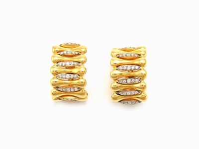 Orecchini in Oro Giallo e Bianco con Diamanti