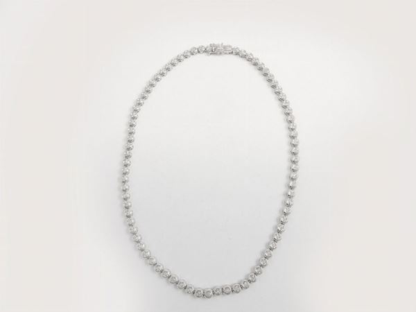 White gold tennis necklace with diamonds