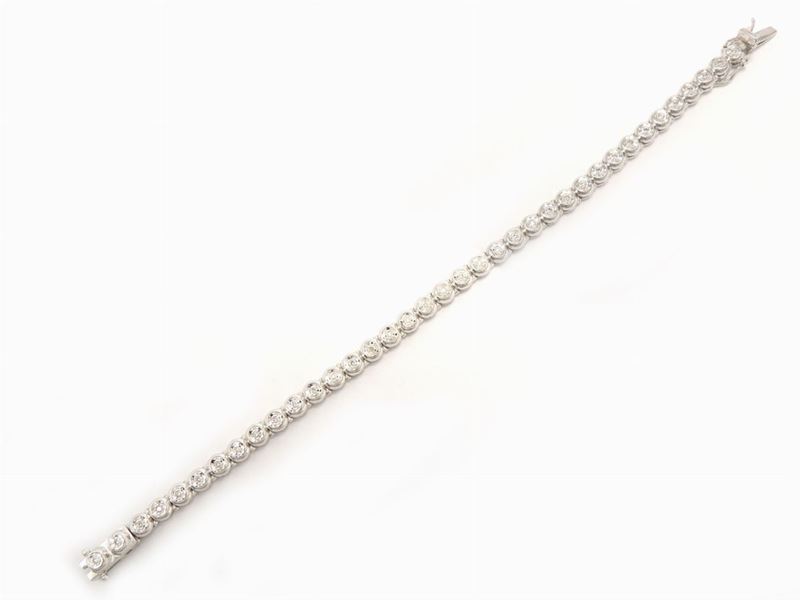 Bracciale Tennis in Oro Bianco e Diamanti