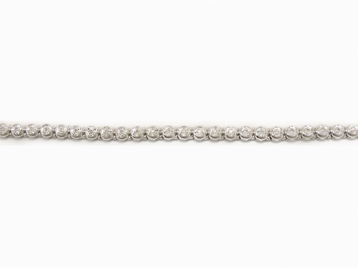 Bracciale Tennis in Oro Bianco e Diamanti
