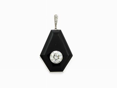 Pendente in Platino, Diamanti e Onice
