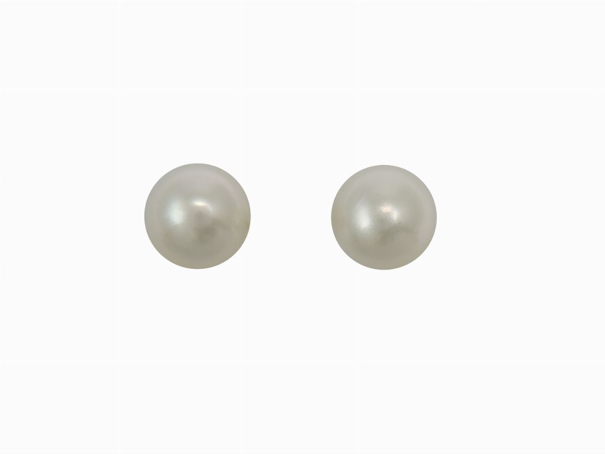 Demi Parure Collana e Orecchini in Oro Bianco, Diamanti e Perle South Sea