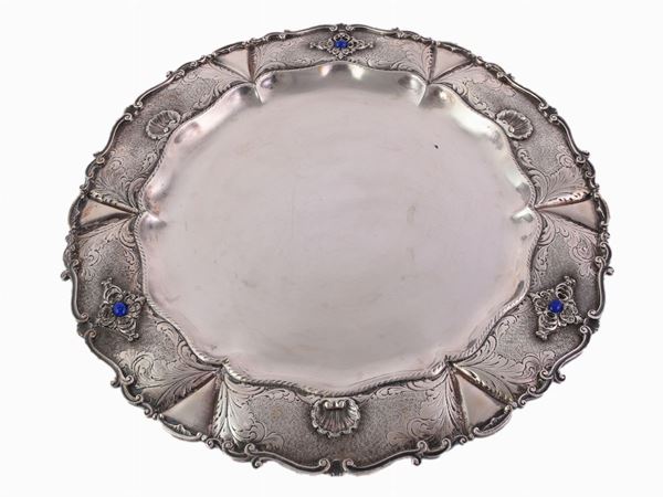 A round silver tray