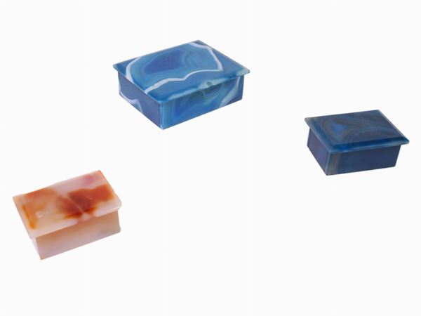 Three agate boxes