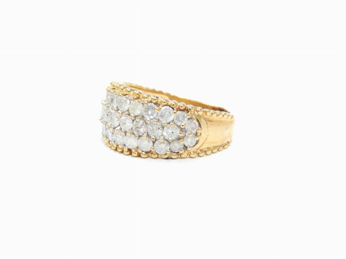 Anello a Fascia in Oro Giallo 500/1000 con Diamanti