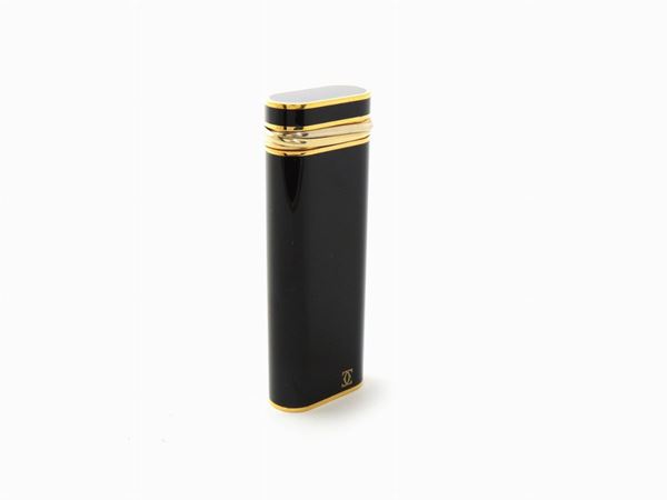 Yellow gold plated Cartier lighter with black enamel