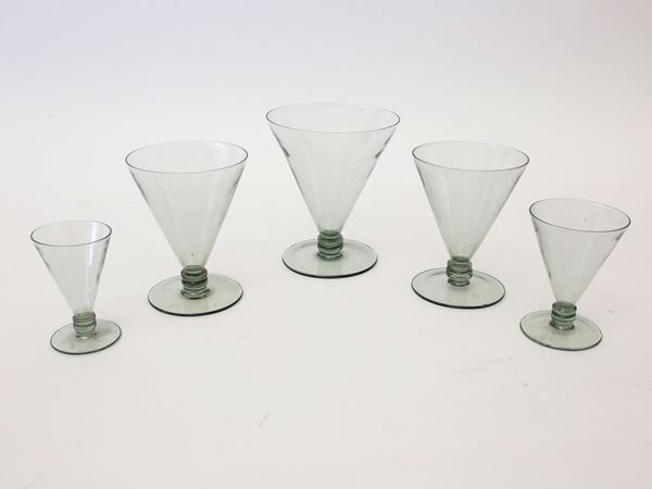 Servito di bicchieri in vetro soffiato di Murano