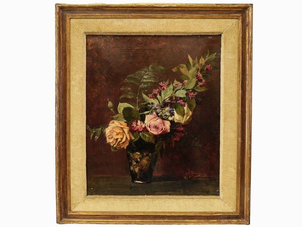 Augusto Burchi : Flowers in a vase  ((1853-1919))  - Auction A florentine collection - Maison Bibelot - Casa d'Aste Firenze - Milano