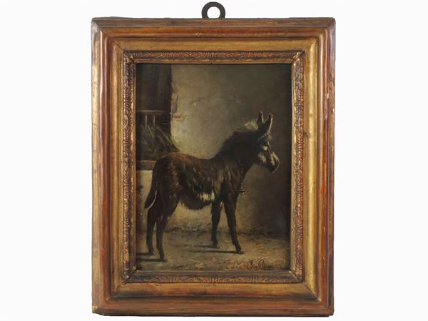 Filippo Palizzi : Donkey 1871  ((1818-1899))  - Auction Furniture and paintings from a milanese apartment - Maison Bibelot - Casa d'Aste Firenze - Milano