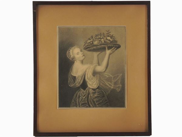 Donna con vassoio di frutta  (XIX secolo)  - Asta Arredi e Dipinti da un appartamento milanese - Maison Bibelot - Casa d'Aste Firenze - Milano