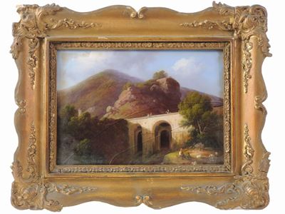 Paesaggio Roccioso con Ponte e Personaggi