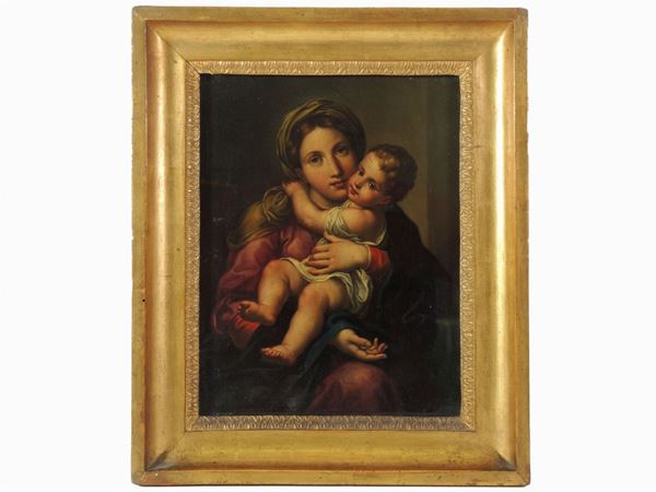 Scuola lombarda del XIX secolo : Madonna and Child  - Auction Furniture and paintings from a milanese apartment - Maison Bibelot - Casa d'Aste Firenze - Milano