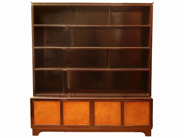 An oriental style satinwood bookcase