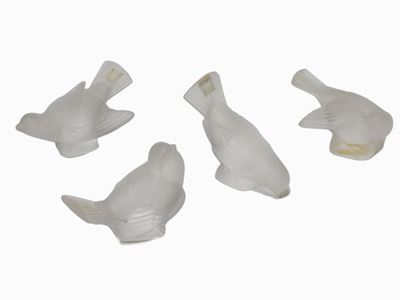Serie di Quattro Passerotti in Cristallo Lalique