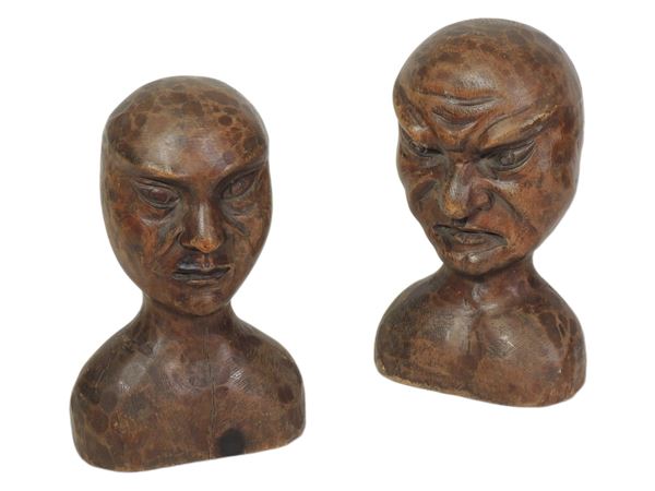 Two wooden busts