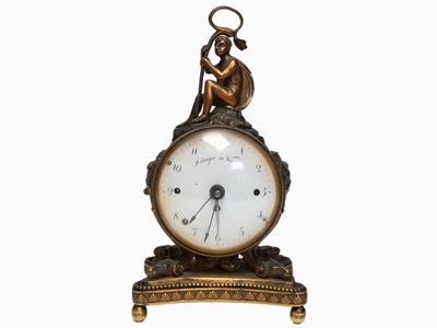 Orologio da Tavolo in Bronzo Dorato e Patinato