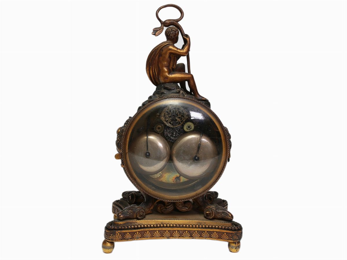 Orologio da Tavolo in Bronzo Dorato e Patinato