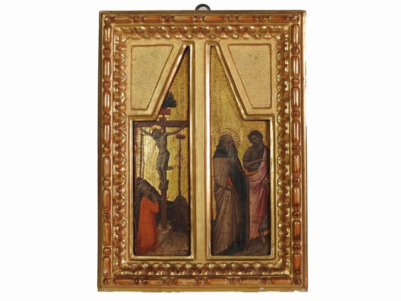 Cerchia di Mariotto di Nardo - Cristo Crocifisso con un Donatore Orante - Santi Antonio Abate e G...