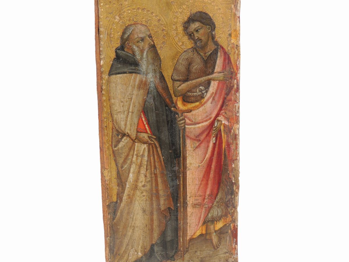 Cerchia di Mariotto di Nardo - Cristo Crocifisso con un Donatore Orante - Santi Antonio Abate e G...