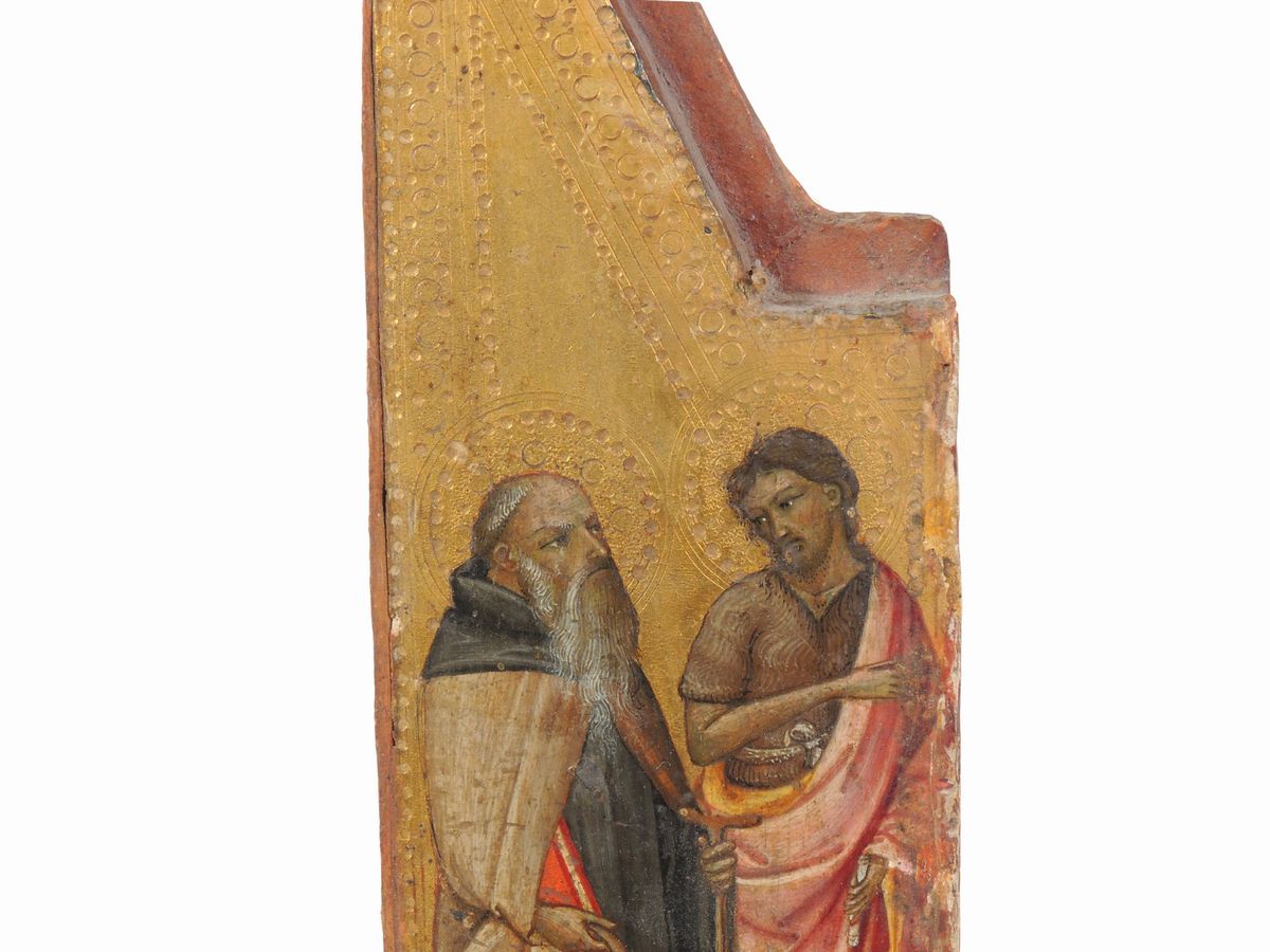 Cerchia di Mariotto di Nardo - Cristo Crocifisso con un Donatore Orante - Santi Antonio Abate e G...