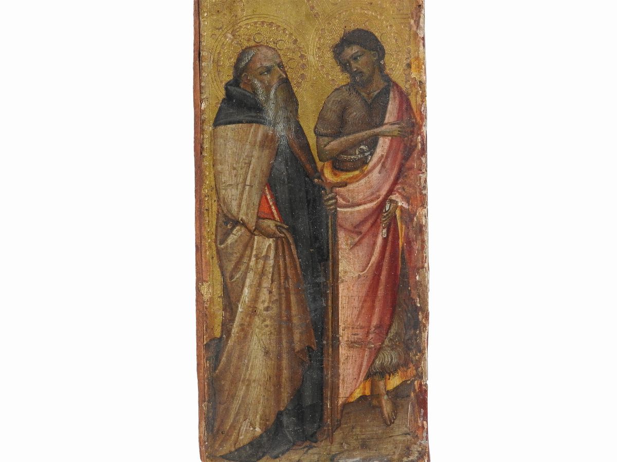Cerchia di Mariotto di Nardo - Cristo Crocifisso con un Donatore Orante - Santi Antonio Abate e G...
