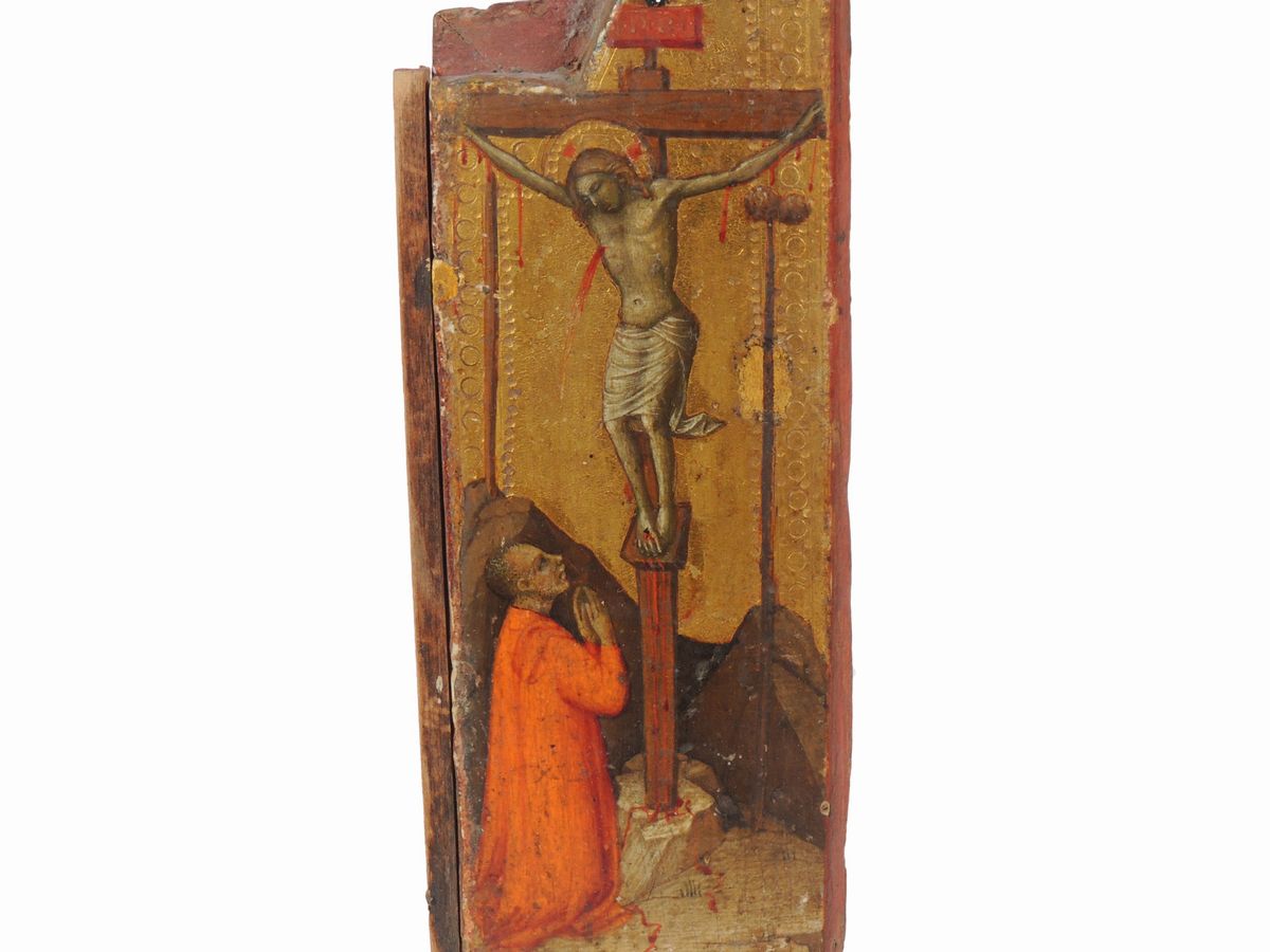 Cerchia di Mariotto di Nardo - Cristo Crocifisso con un Donatore Orante - Santi Antonio Abate e G...