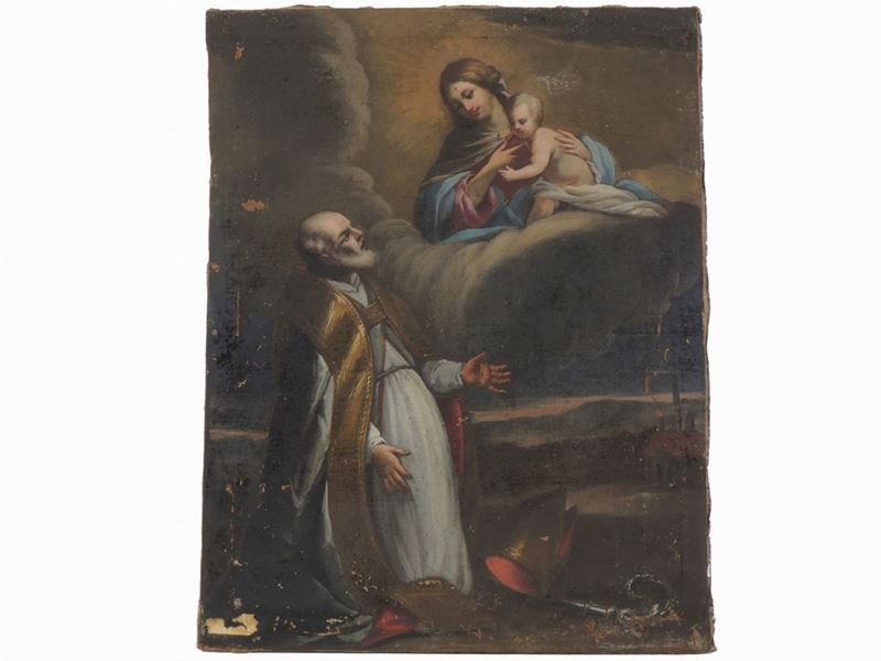 Scuola Emiliana del XVII/XVIII Secolo - Apparizione della Madonna a San Filippo Neri