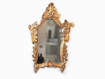Specchiera in Legno Intagliato e Dorato