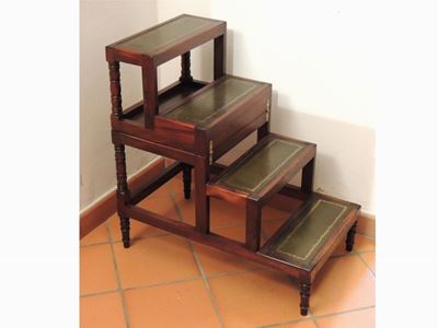 Scaletta/tavolino da Biblioteca in Mogano