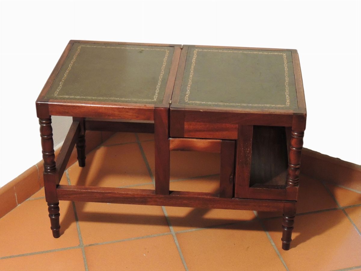 Scaletta/tavolino da Biblioteca in Mogano