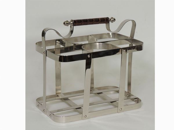 Cestino portabottiglie in metallo argentato  - Asta Complementi d'arredo, argenteria, dipinti antichi e curiosità - Maison Bibelot - Casa d'Aste Firenze - Milano