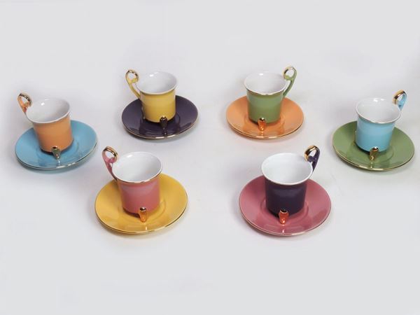 A series of six pottery cups