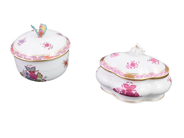 Two Herend porcelain sugar bowls