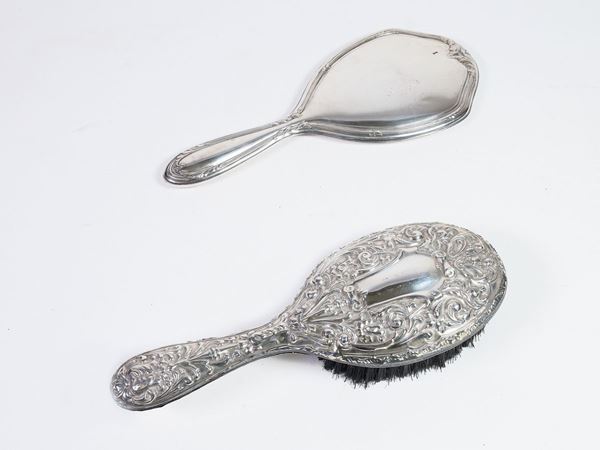 Set da toilette rivestito in argento