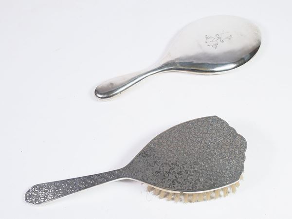 Set da toilette rivestito in argento
