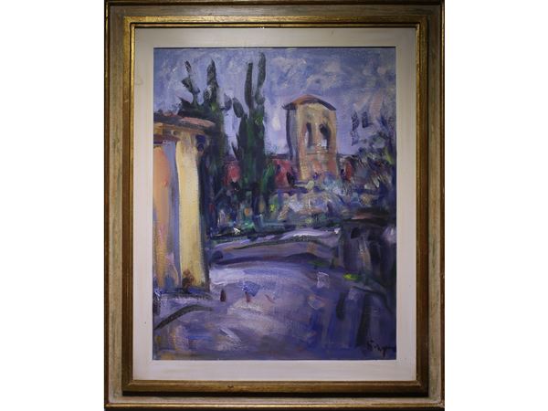 Enzo Pregno : Tuscan street  ((1898-1972))  - Auction The Collector's House - Villa of the Azaleas in Florence - I - I - Maison Bibelot - Casa d'Aste Firenze - Milano