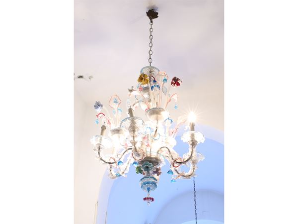 A Murano blown glass chandelier  (early 20th century)  - Auction The Collector's House - Villa of the Azaleas in Florence - III - III - Maison Bibelot - Casa d'Aste Firenze - Milano