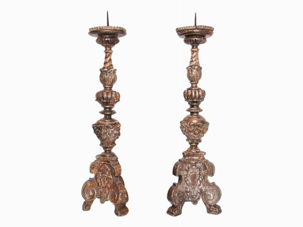 A pair of 'mecca' gilted and carved torcera