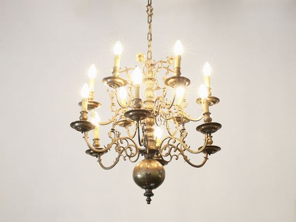 A bronze flemish chandelier