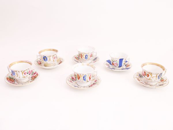 A set of six china cups