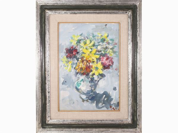 Enzo Pregno : Flowers in a vase  ((1898-1972))  - Auction The Collector's House - Villa of the Azaleas in Florence - I - I - Maison Bibelot - Casa d'Aste Firenze - Milano