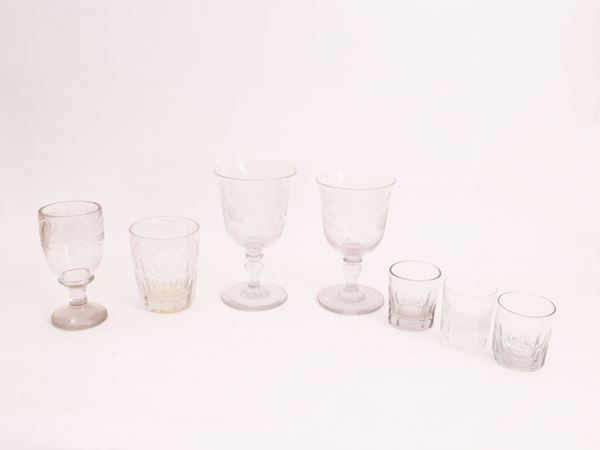 Seven crystal glasses