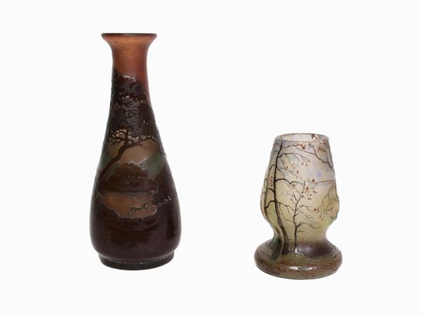 A Legras glass vase and a Gallé glass vase