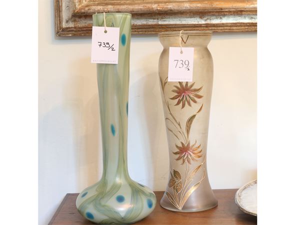 Two Liberty glass vases