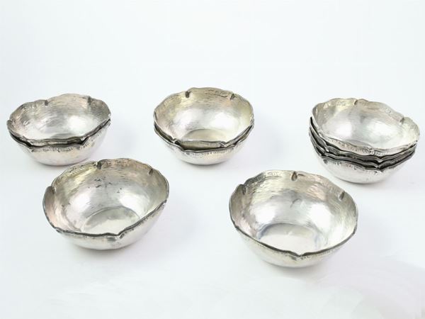 A sterling silver ten bowls set