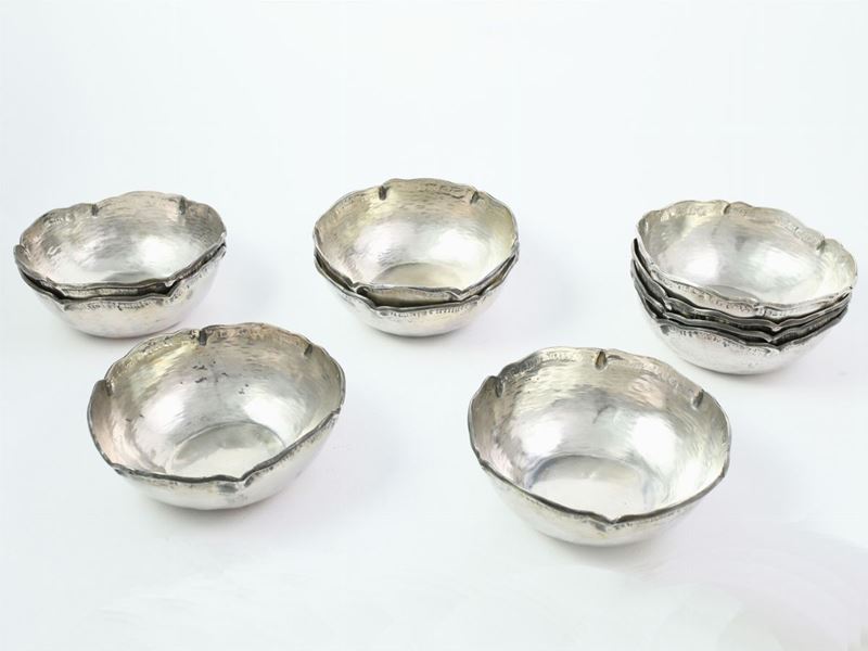 Serie di Dieci Coppette in Argento Sterling 925