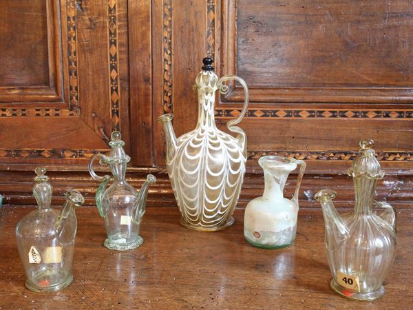 Fours glass ampoules and a small vase  (Europe, 19th century)  - Auction The Collector's House - Villa of the Azaleas in Florence - III - III - Maison Bibelot - Casa d'Aste Firenze - Milano