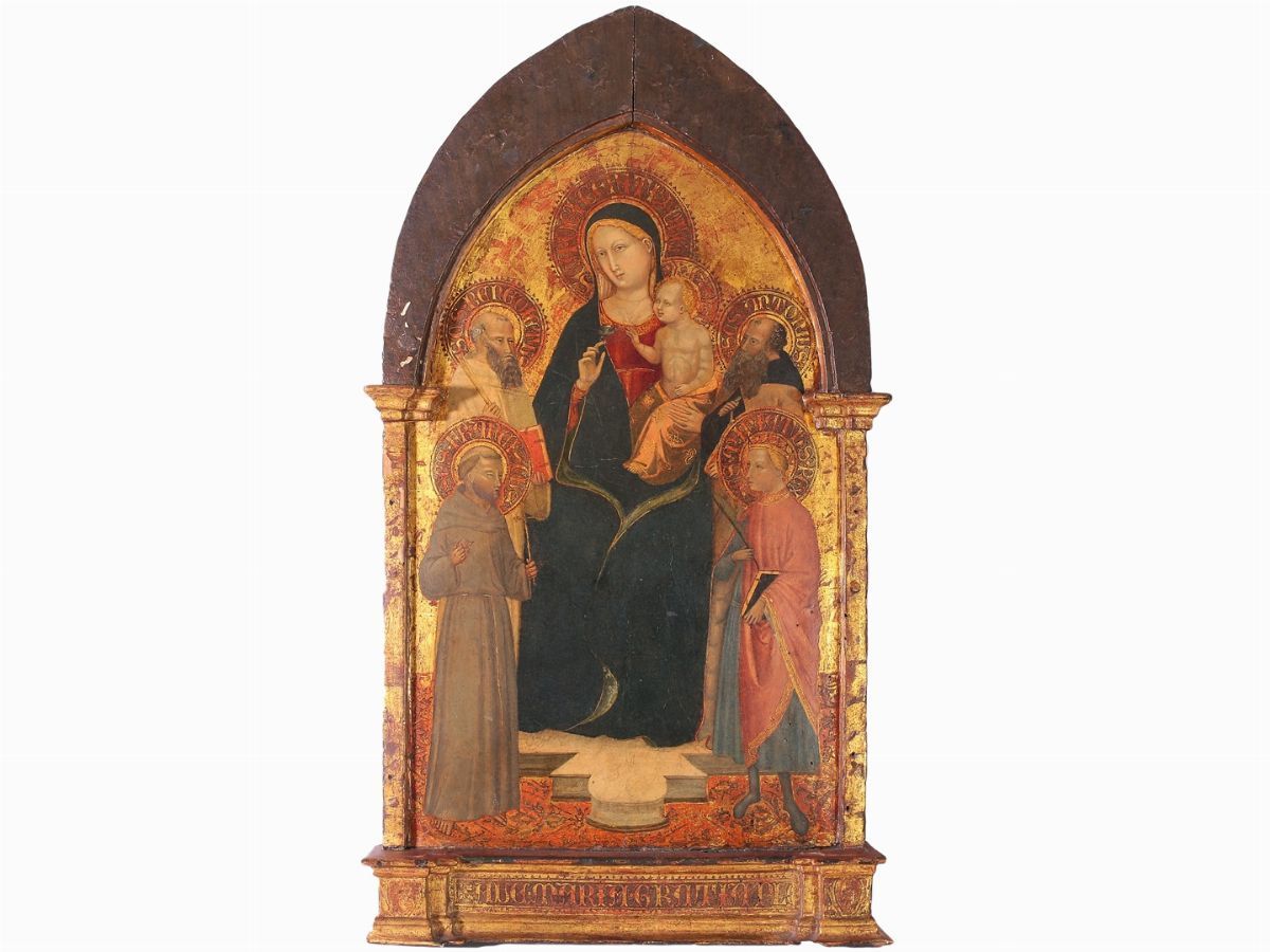 Bicci di Lorenzo - Madonna con Bambino con i Santi Francesco, Benedetto, Antonio Abate e Miniato